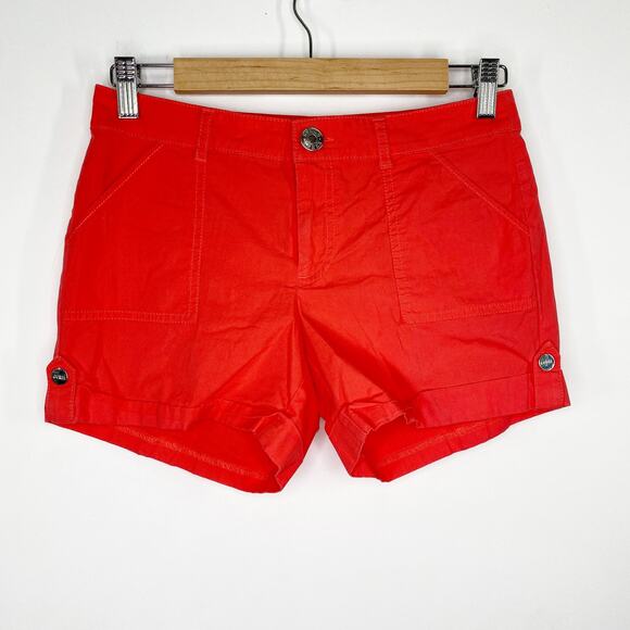 Guess Bright Red Cotton Blend Pockets Casual Shorts Women's Size 25 - Picture 1 of 10